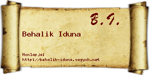 Behalik Iduna névjegykártya